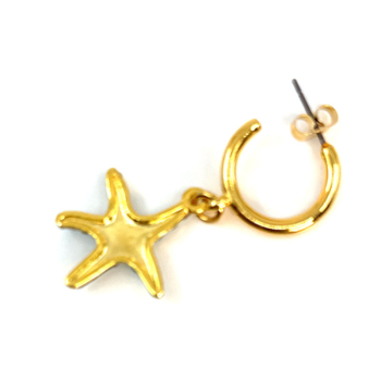 Ekaterini Ohrringe, Starfish, Seestern, türkis Swarovski Kristalle an brauner Kordel und goldenen Akzenten, Rückseite
